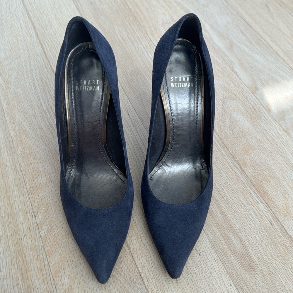 Stuart Weitzman dark purple suede heels